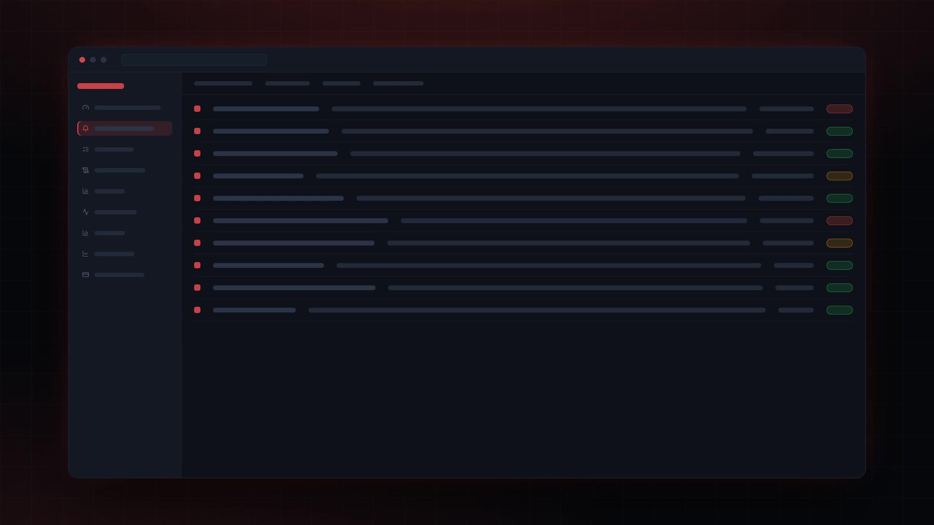The Alerts surface, running.